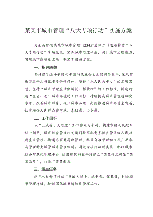 某某市城市管理“八大专项行动”实施方案.docx