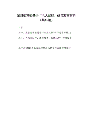 某县委常委关于“六大纪律’研讨发言材料15篇（精选）.docx