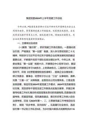 集团党委2024年上半年党建工作总结（共五篇）.docx