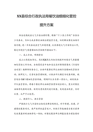 XX县综合行政执法局餐饮油烟细化管控提升方案.docx