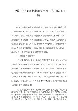 （2篇）2024年上半年党支部工作总结范文稿.docx