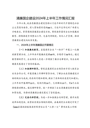 清廉国企建设2024年上半年工作情况汇报.docx