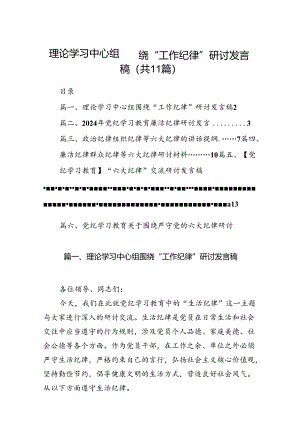 （11篇）理论学习中心组围绕“工作纪律”研讨发言稿模板.docx