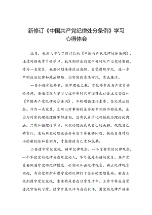2024新修订中国共产党纪律处分条例专题读书班活动心得体会交流发言八篇.docx
