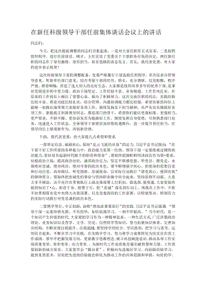 在新任科级领导干部任前集体谈话会议上的讲话.docx