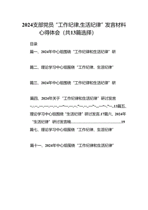 2024支部党员“工作纪律生活纪律”发言材料心得体会（共13篇选择）.docx