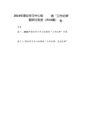 2024年理论学习中心组围绕“工作纪律”专题研讨发言16篇（详细版）.docx