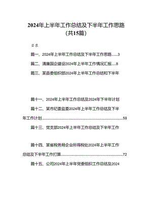 2024年上半年工作总结及下半年工作思路（共15篇选择）.docx