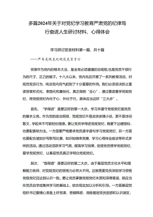 多篇2024年关于对党纪学习教育严肃党的纪律笃行奋进人生研讨材料、心得体会.docx