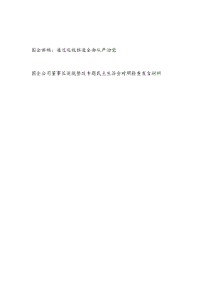 国企通过巡视推进全面从严治党辅导报告党课讲稿和公司董事长巡视整改专题民主生活会对照检查发言材料.docx