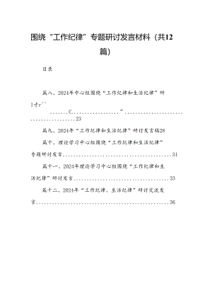 围绕“工作纪律”专题研讨发言材料12篇供参考.docx