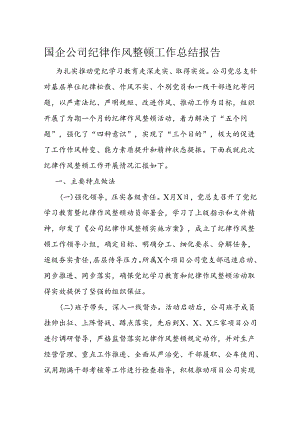 国企公司纪律作风整顿工作总结报告.docx