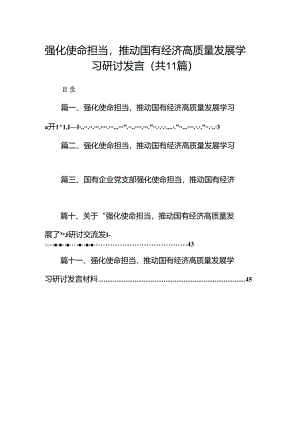 强化使命担当推动国有经济高质量发展学习研讨发言11篇供参考.docx