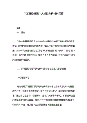 某县委书记个人党性分析材料两篇.docx