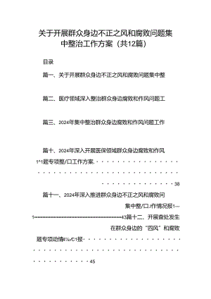 关于开展群众身边不正之风和腐败问题集中整治工作方案（共12篇）.docx