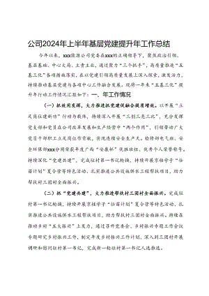 公司2024年上半年基层党建提升年工作总结.docx
