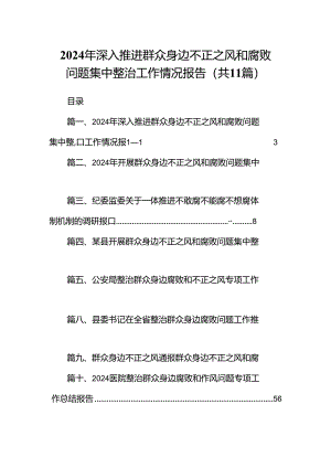 （11篇）2024年深入推进群众身边不正之风和腐败问题集中整治工作情况报告（最新版）.docx