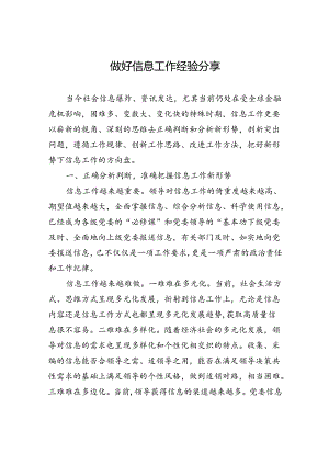 做好信息工作经验分享.docx