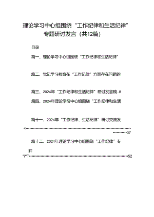 理论学习中心组围绕“工作纪律和生活纪律”专题研讨发言（合计12份）.docx