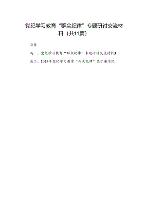 （11篇）2024“群众纪律”专题研讨发言材料.docx