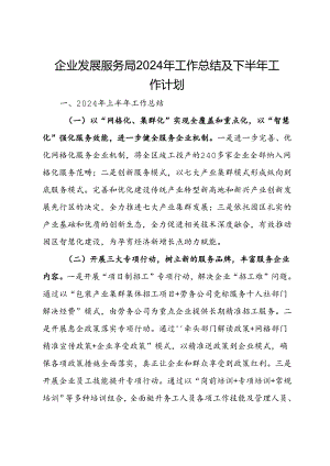 企业发展服务局2024年工作总结及下半年工作计划.docx