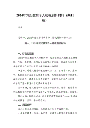 （11篇）2024年党纪教育个人检视剖析材料优选.docx