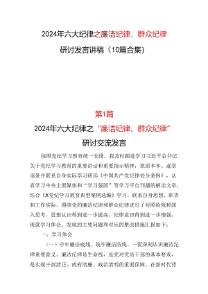 廉洁纪律群众纪律研讨发言合集资料.docx