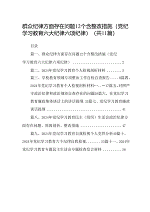 （11篇）群众纪律方面存在问题12个含整改措施（党纪学习教育六大纪律六项纪律）范文.docx