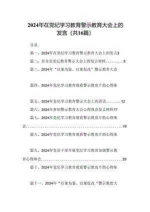 （16篇）2024年在党纪学习教育警示教育大会上的发言汇编.docx