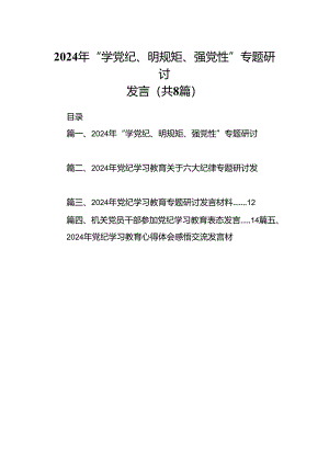 2024年“学党纪、明规矩、强党性”专题研讨发言（共8篇）.docx