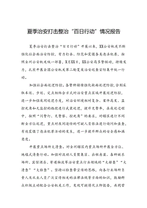 公安深入推进夏季治安打击整治行动情况报告七篇.docx