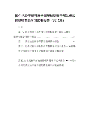 国企纪委干部开展全国纪检监察干部队伍教育整顿专题学习读书报告12篇（精选）.docx