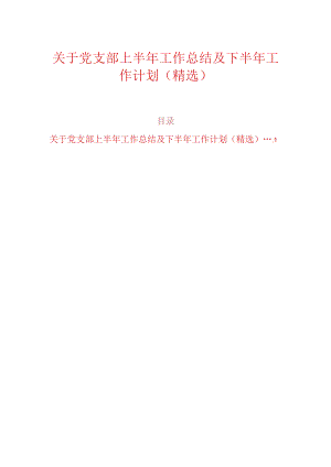 关于党支部上半年工作总结及下半年工作计划（精选）.docx