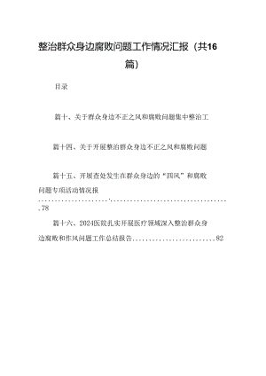 （16篇）整治群众身边腐败问题工作情况汇报范文.docx
