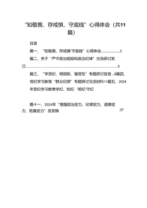 （11篇）“知敬畏、存戒惧、守底线”心得体会合集.docx