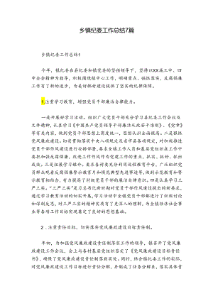 乡镇纪委工作总结7篇.docx