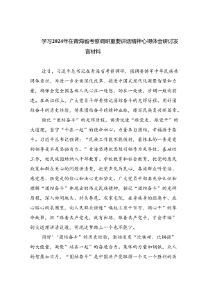(六篇)学习2024年在青海省考察调研重要讲话精神心得体会研讨发言材料（精选）.docx