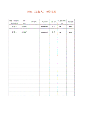 股东出资情况表模板.docx
