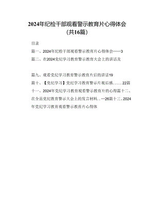（16篇）2024年纪检干部观看警示教育片心得体会范文.docx