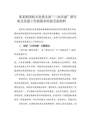 某某集团机关党委支部“三向共建”谱写机关党建工作新篇章经验交流材料.docx