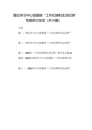 理论学习中心组围绕“工作纪律和生活纪律”专题研讨发言16篇供参考.docx