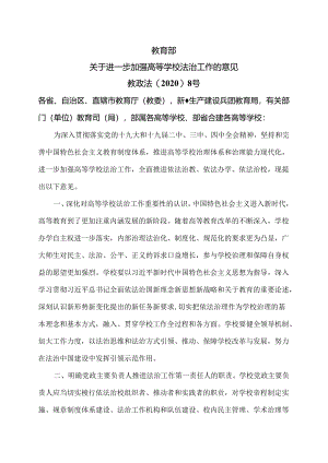 关于进一步加强高等学校法治工作的意见（2020年）.docx