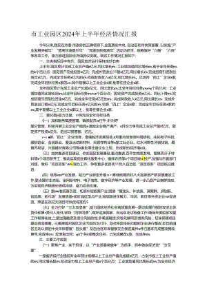 市工业园区2024年上半年经济情况汇报.docx