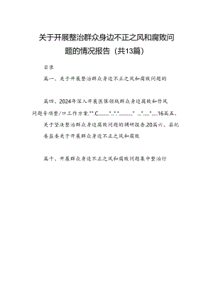 关于开展整治群众身边不正之风和腐败问题的情况报告13篇专题资料供参考.docx