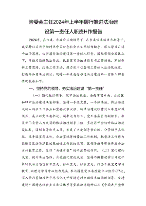 管委会主任2024年上半年履行推进法治建设第一责任人职责工作报告.docx