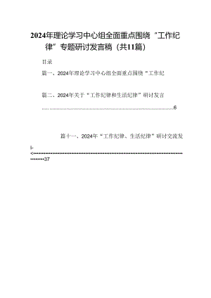 （11篇）2024年理论学习中心组全面重点围绕“工作纪律”专题研讨发言稿范文.docx