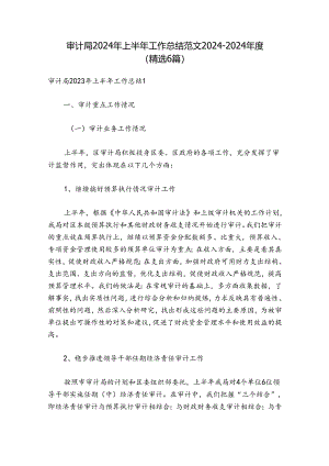 审计局2024年上半年工作总结范文2024-2024年度(精选6篇).docx