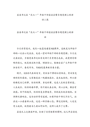 县委书记在“庆七一”年轻干部座谈会暨专题党课上的讲话二篇.docx