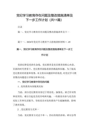 （11篇）党纪学习教育存在问题及整改措施清单及下一步工作计划（详细版）.docx
