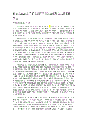 在企业2024上半年党建高质量发展推进会上的汇报发言.docx